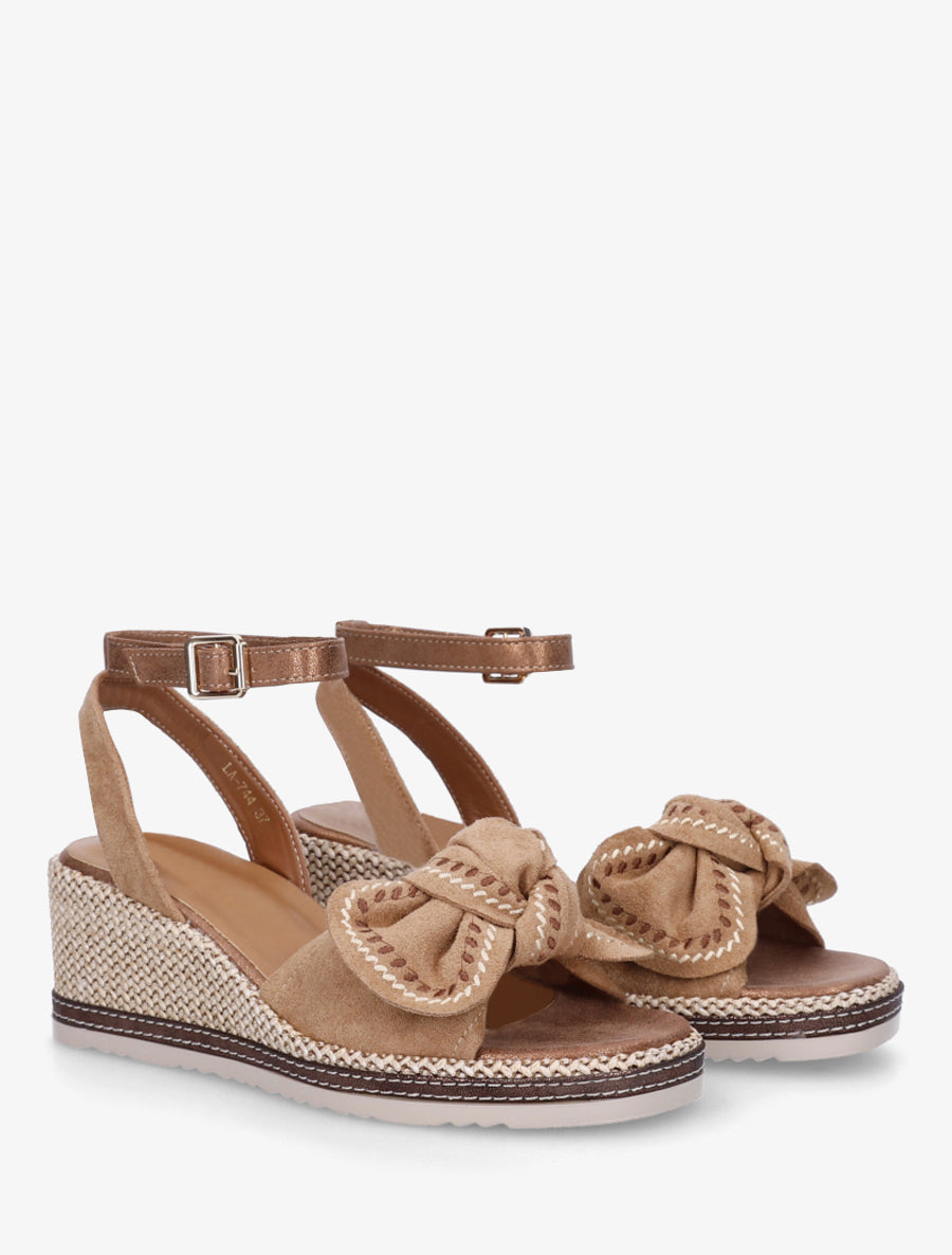 Sandales compensées à noeud - Camel - 4