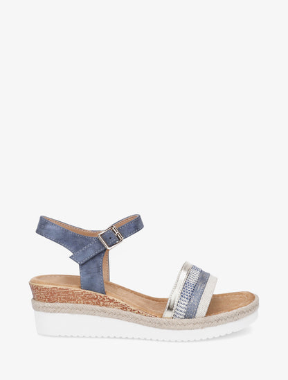 Sandales compensées à bride dépareillées - Bleu - 1