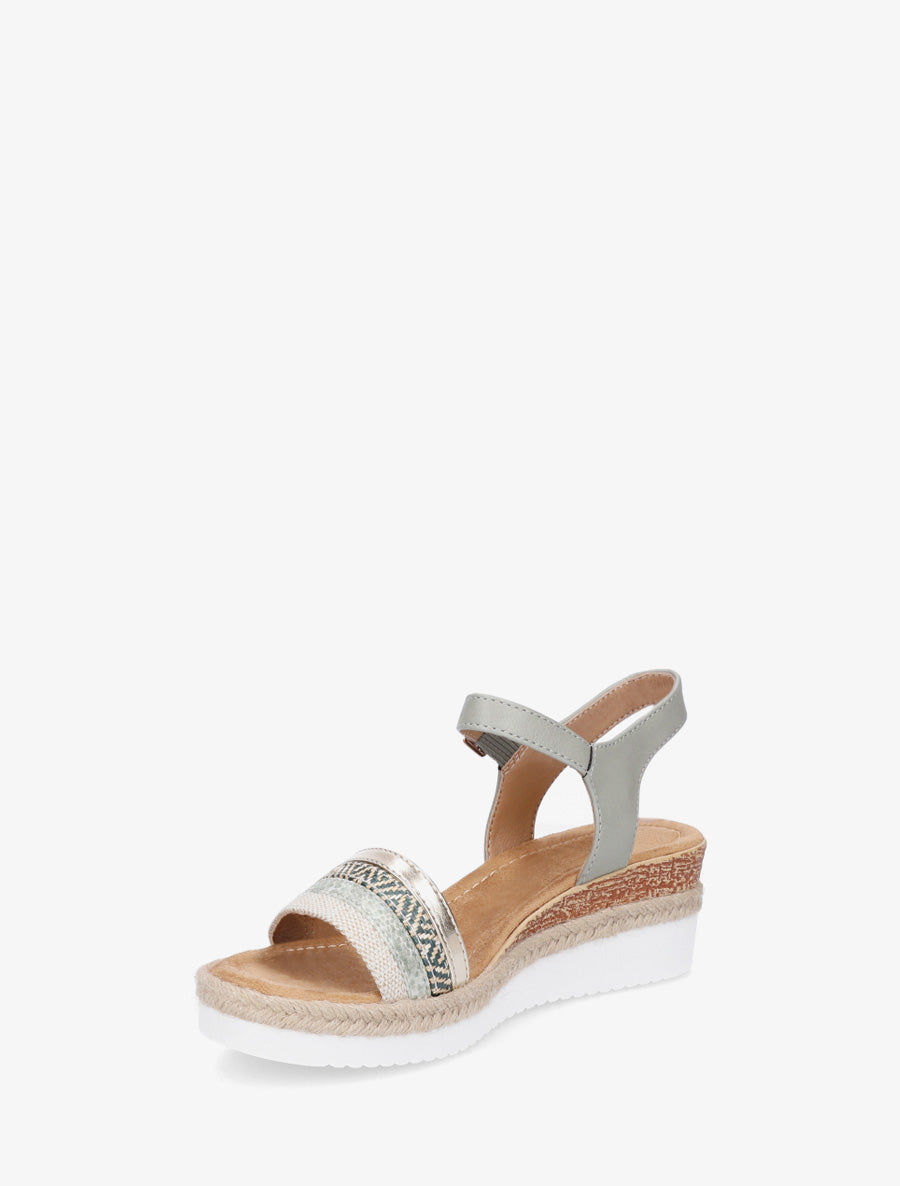 Sandales compensées à bride dépareillées - Kaki - 3