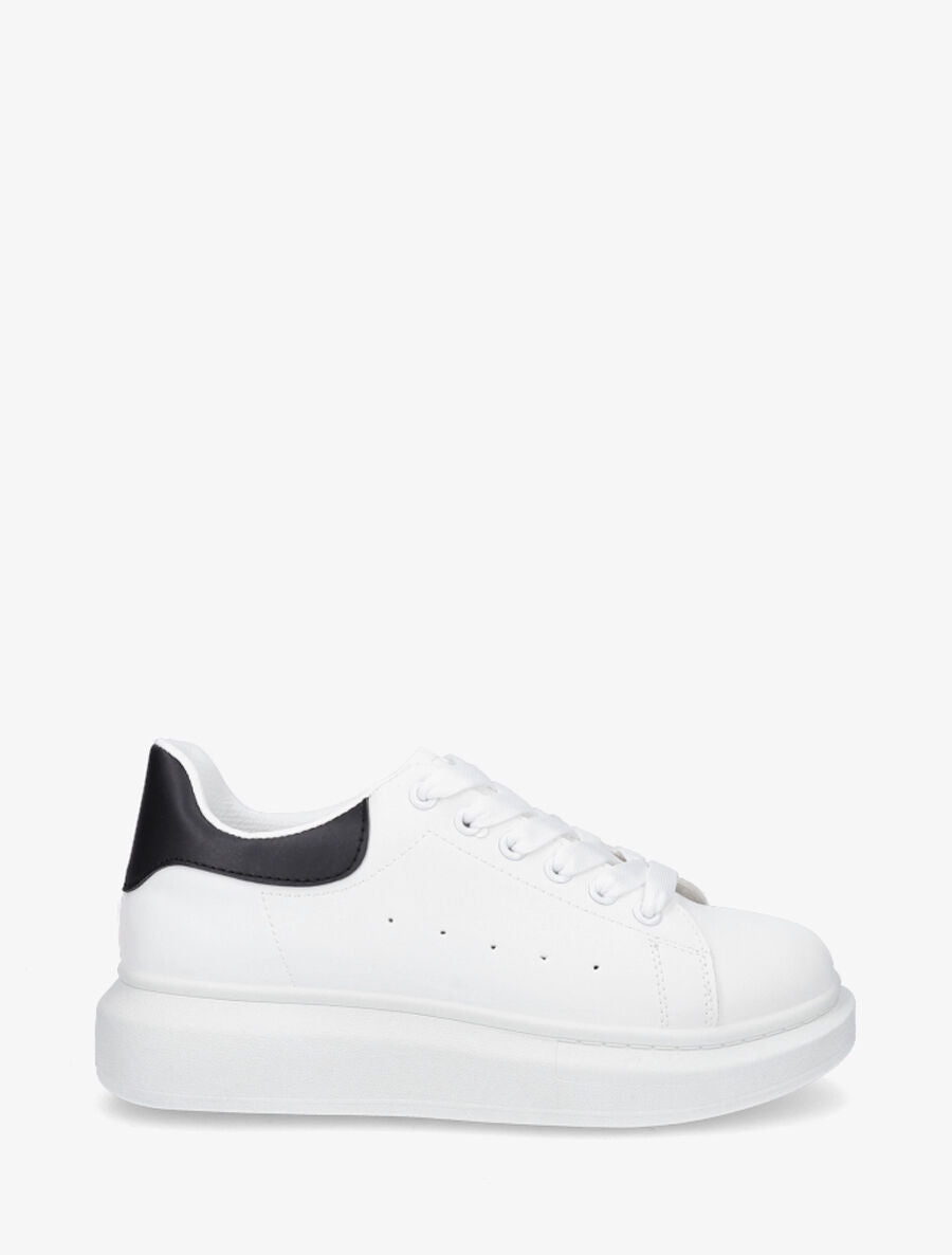 Sneakers à contrefort constratant - Blanc/noir - 1