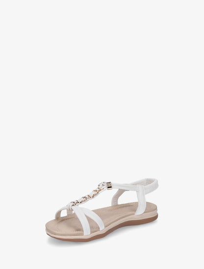 Nu-pieds à empiècement bijoux - Blanc - 3