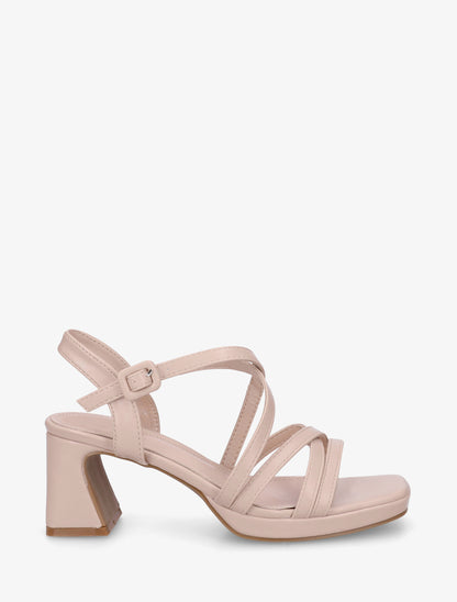 Sandales en simili à talon haut - Rose - 1
