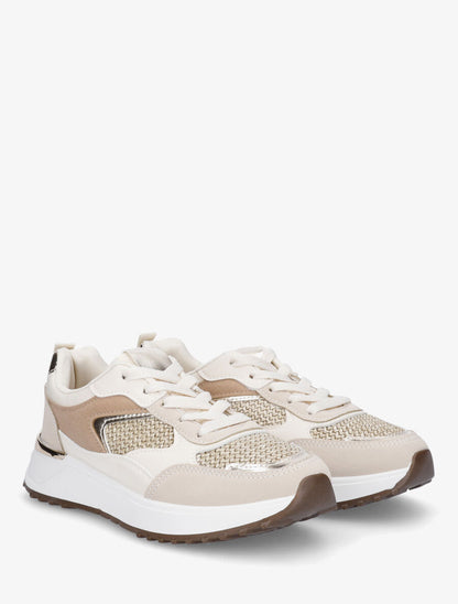 Baskets en suédine et raphia tressé - Beige - 4