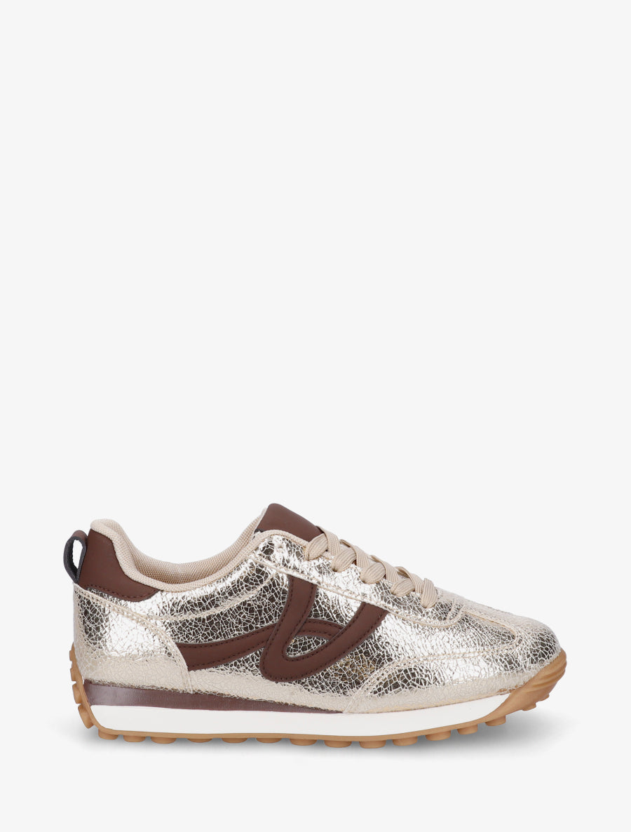 Sneakers irisées à détails contrastants - Or - 1