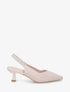 Escarpins en tissu à talon ouvert - Beige - 1