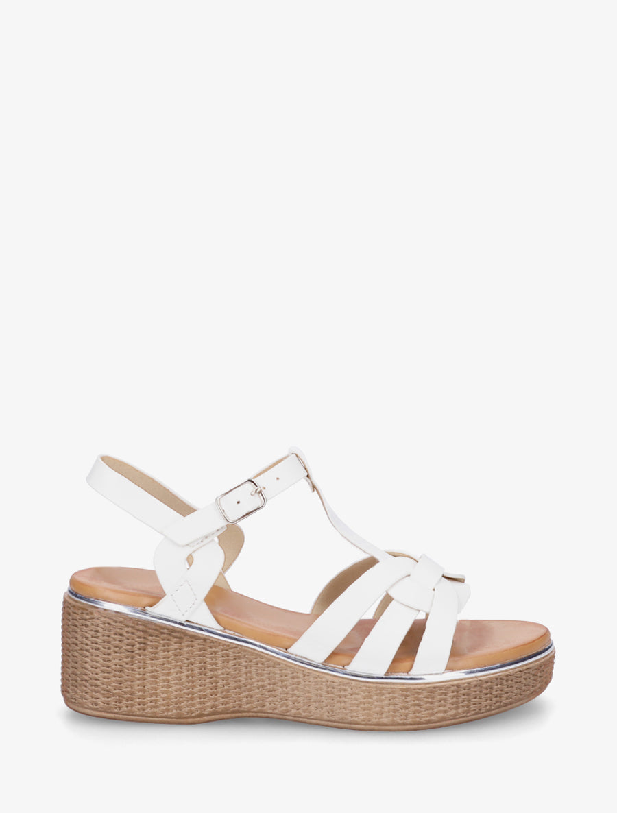 Sandales compensées style salomé - Blanc - 1