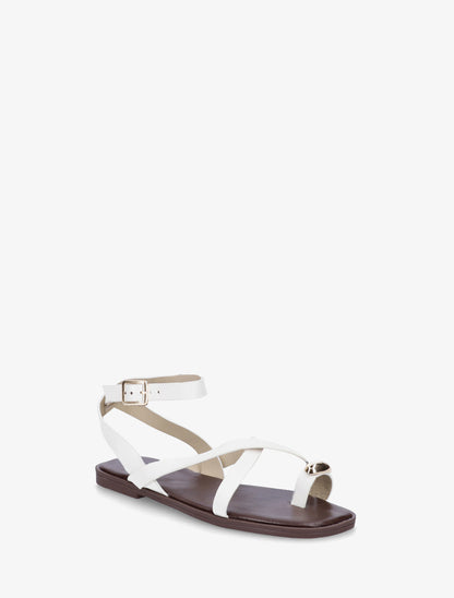 Nu-pieds à entredoigt et bijou métal - Blanc - 2