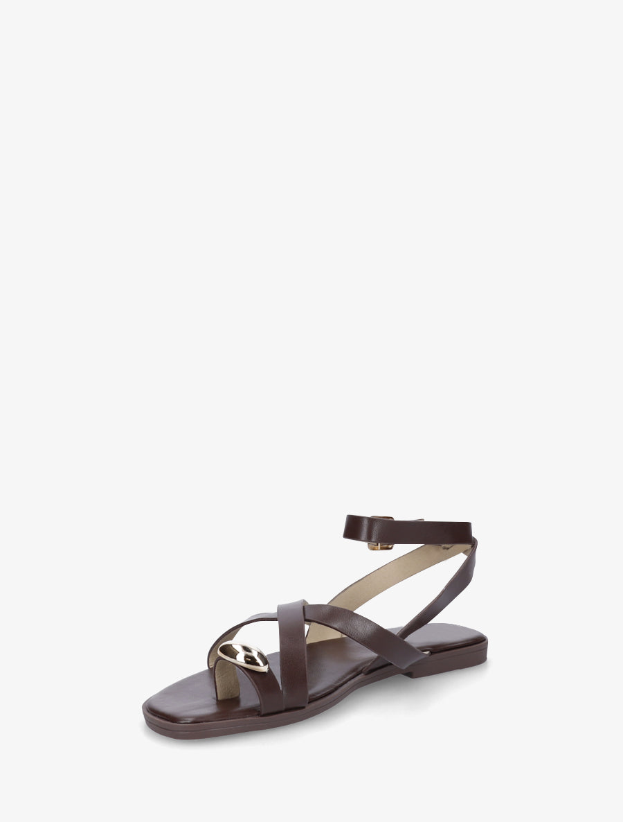 Nu-pieds à entredoigt et bijou métal - Marron - 3