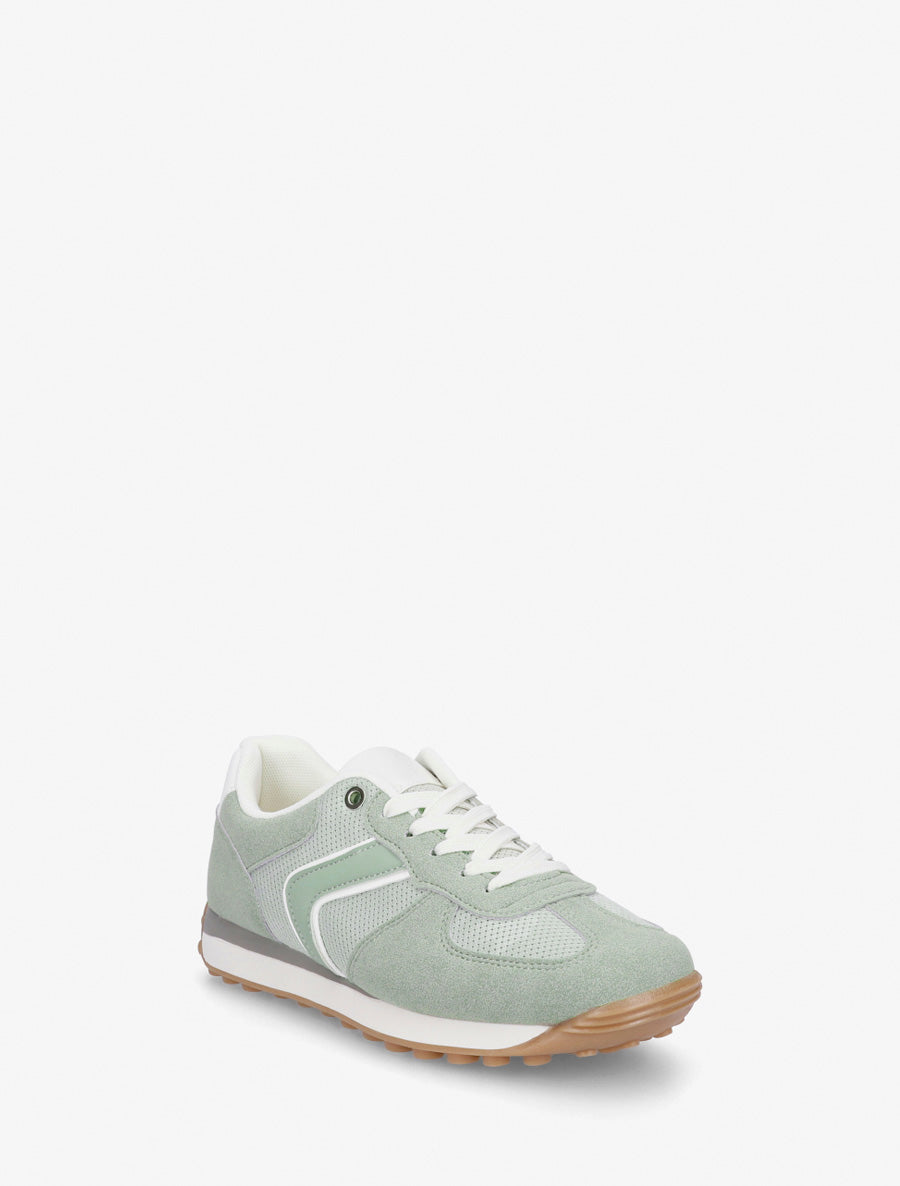 Klassische Turnschuhe aus Wildleder und Stoff - Mandelgrün