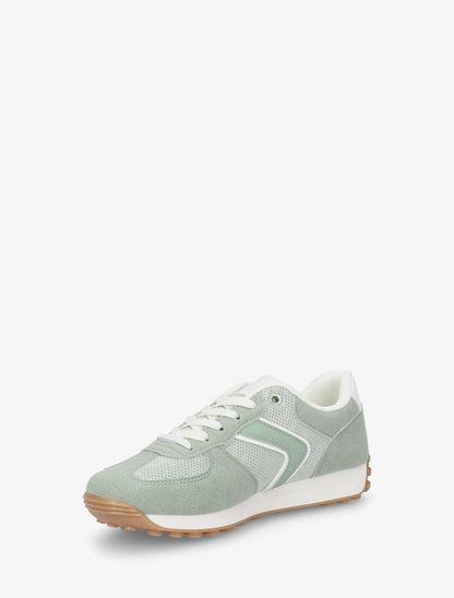 Klassische Turnschuhe aus Wildleder und Stoff - Mandelgrün