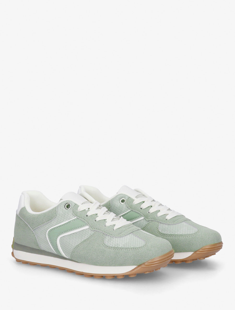 Klassische Turnschuhe aus Wildleder und Stoff - Mandelgrün