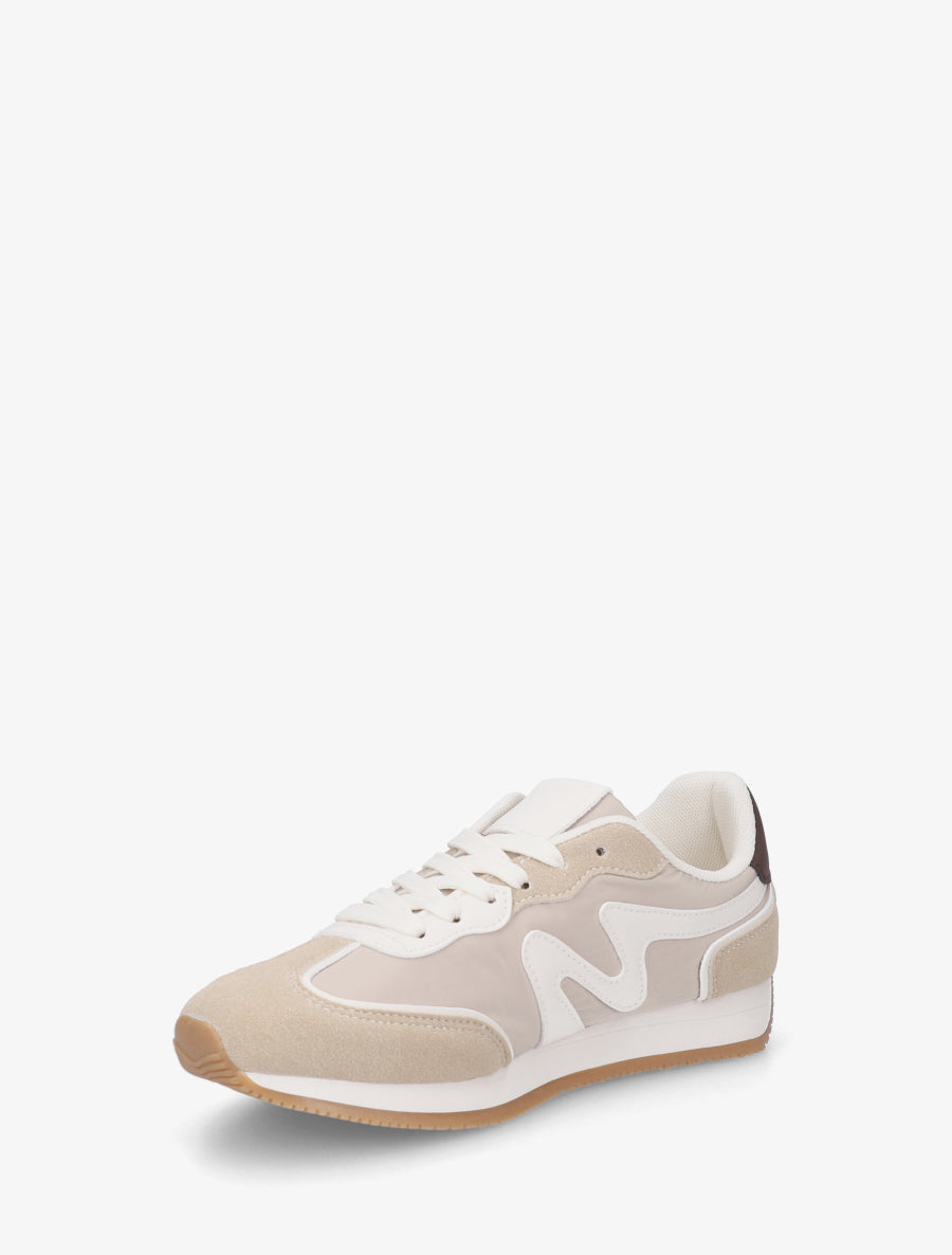 Sneakers à empiècement nubuck - Beige - 3