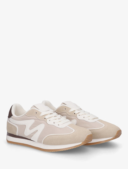 Sneakers à empiècement nubuck - Beige - 4