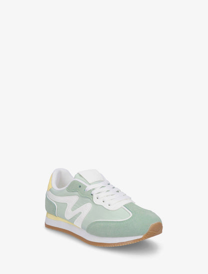 Sneakers mit Nubuk-Einsatz - Wassergrün