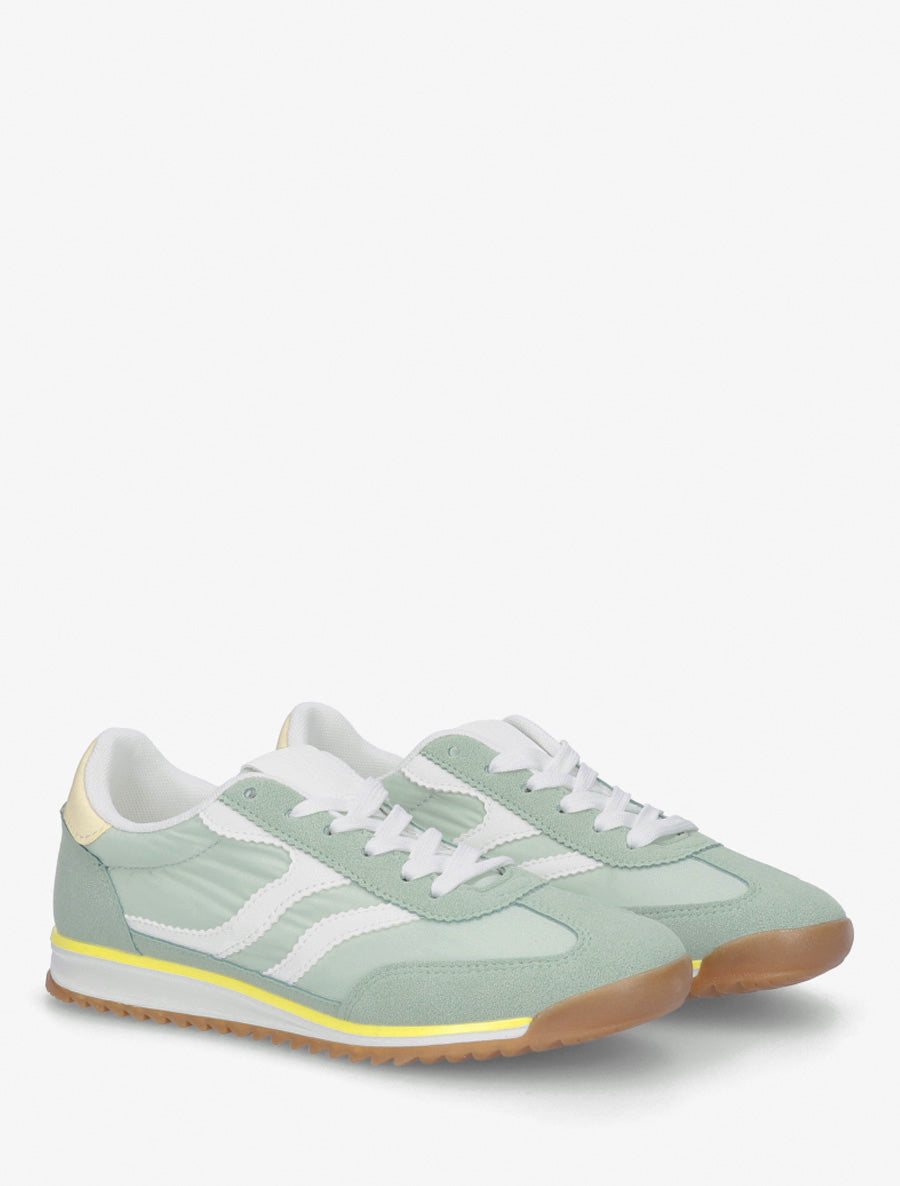 Klassische Turnschuhe mit gezackten Streifen - Mandelgrün