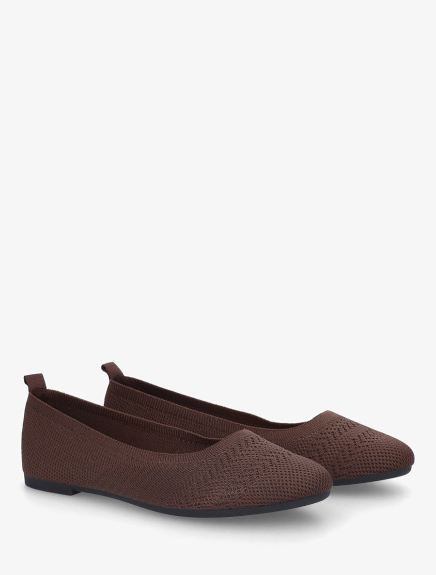 Ballerines basiques en tissu - Marron - 4