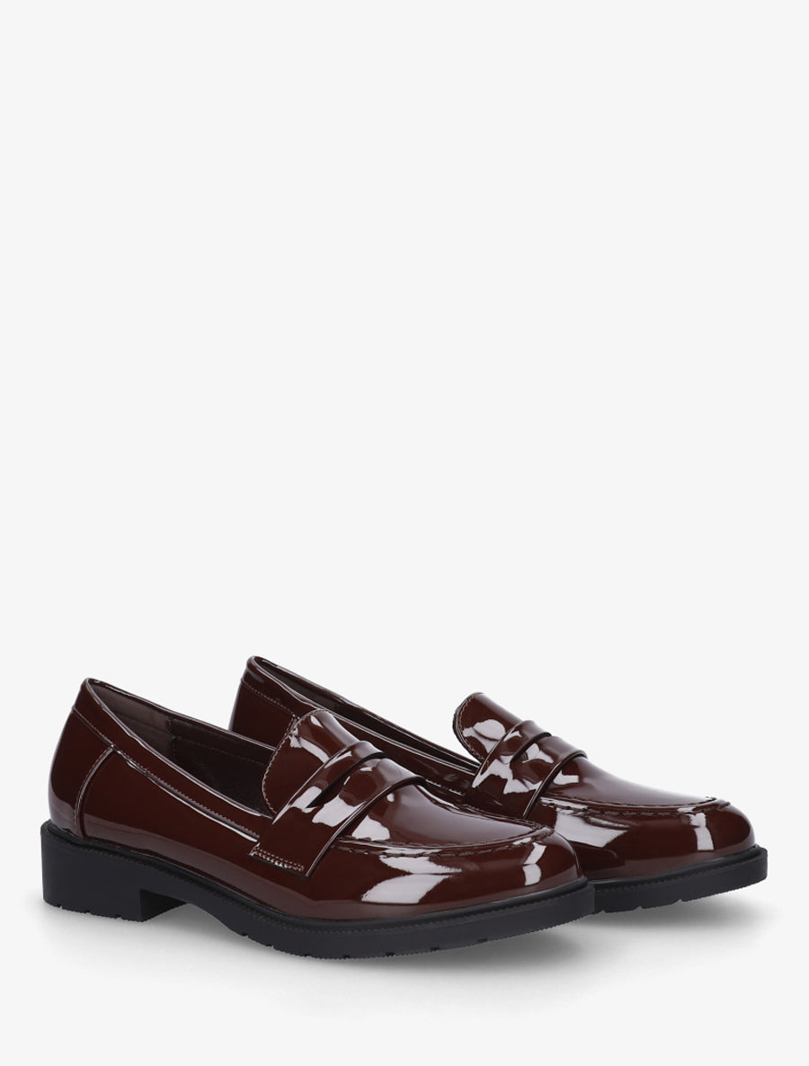 Mocassins vernis en simili - Marron - 4