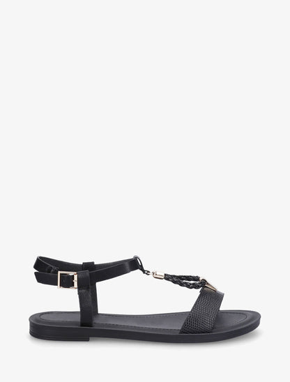Nu-pieds python bride en T - Noir - 5