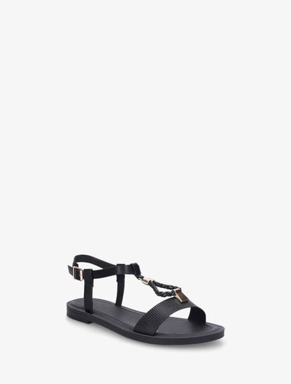Nu-pieds python bride en T - Noir - 2