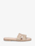 Claquettes en simili à détail irisé - Taupe - 1