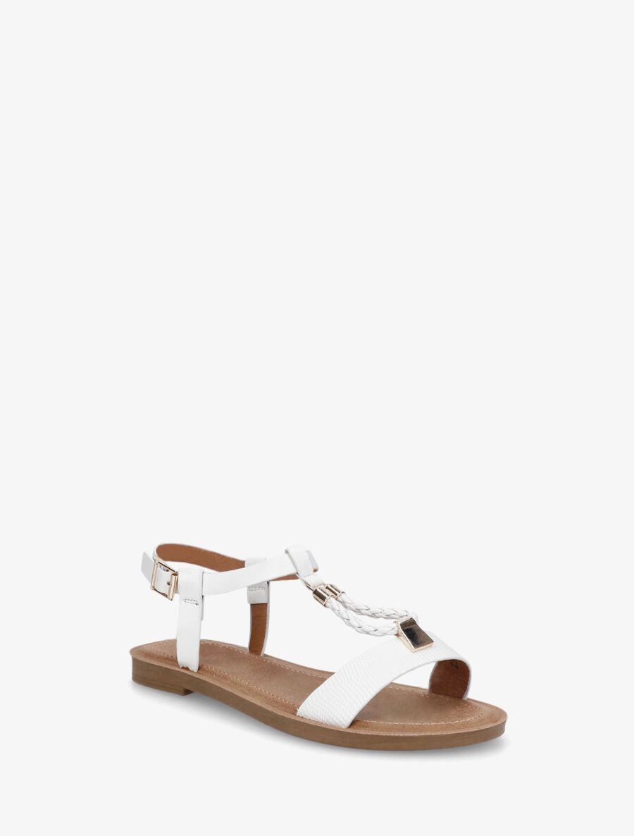 Nu-pieds python bride en T - Blanc - 2
