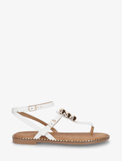 Nu-pieds à entredoigt et bijoux métalliques - Blanc - 1