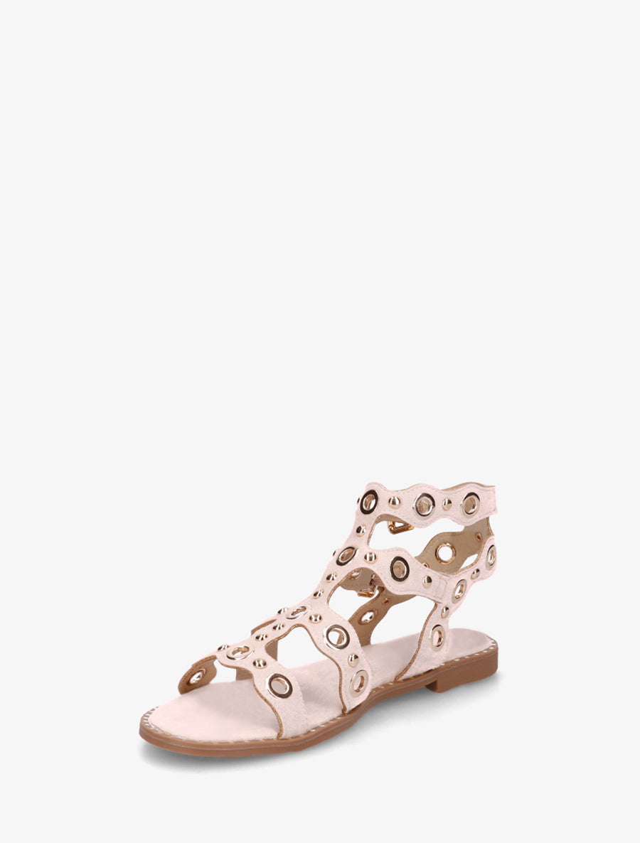 Nu-pieds style spartiates à œillets - Rose - 3