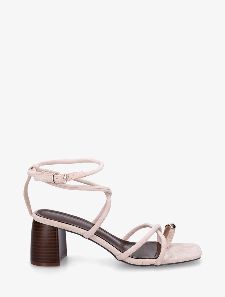Sandales à fines brides et empiècement métal - Rose - 1