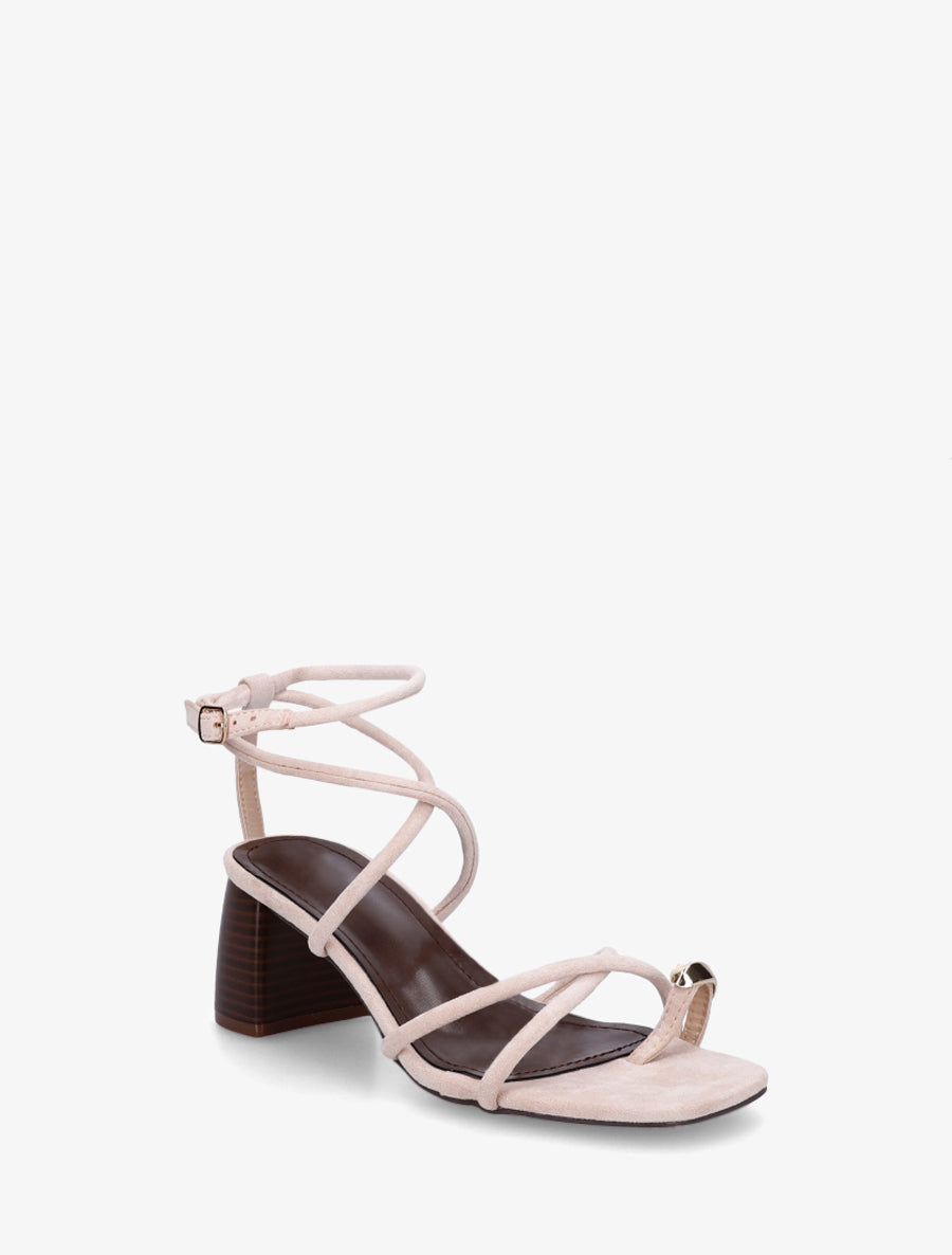 Sandales à fines brides et empiècement métal - Rose - 2