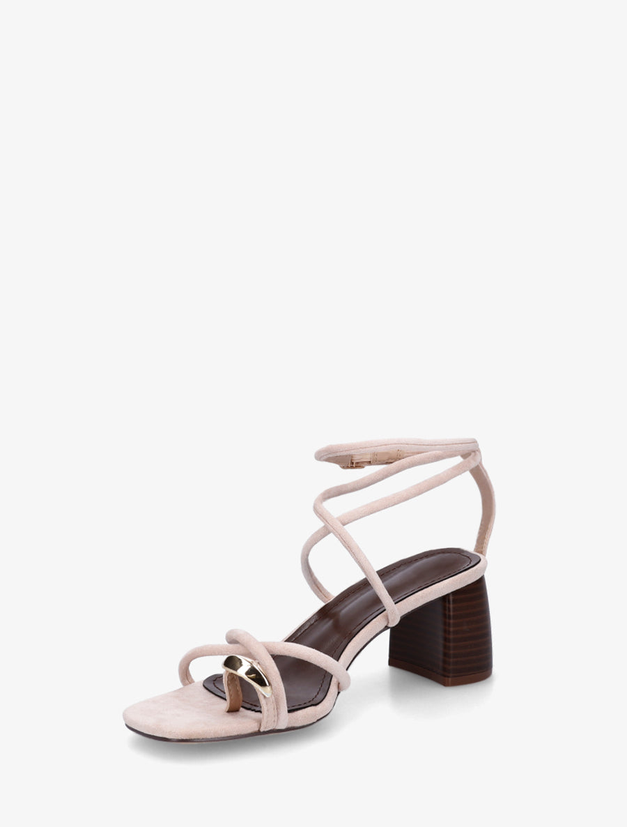 Sandales à fines brides et empiècement métal - Rose - 3