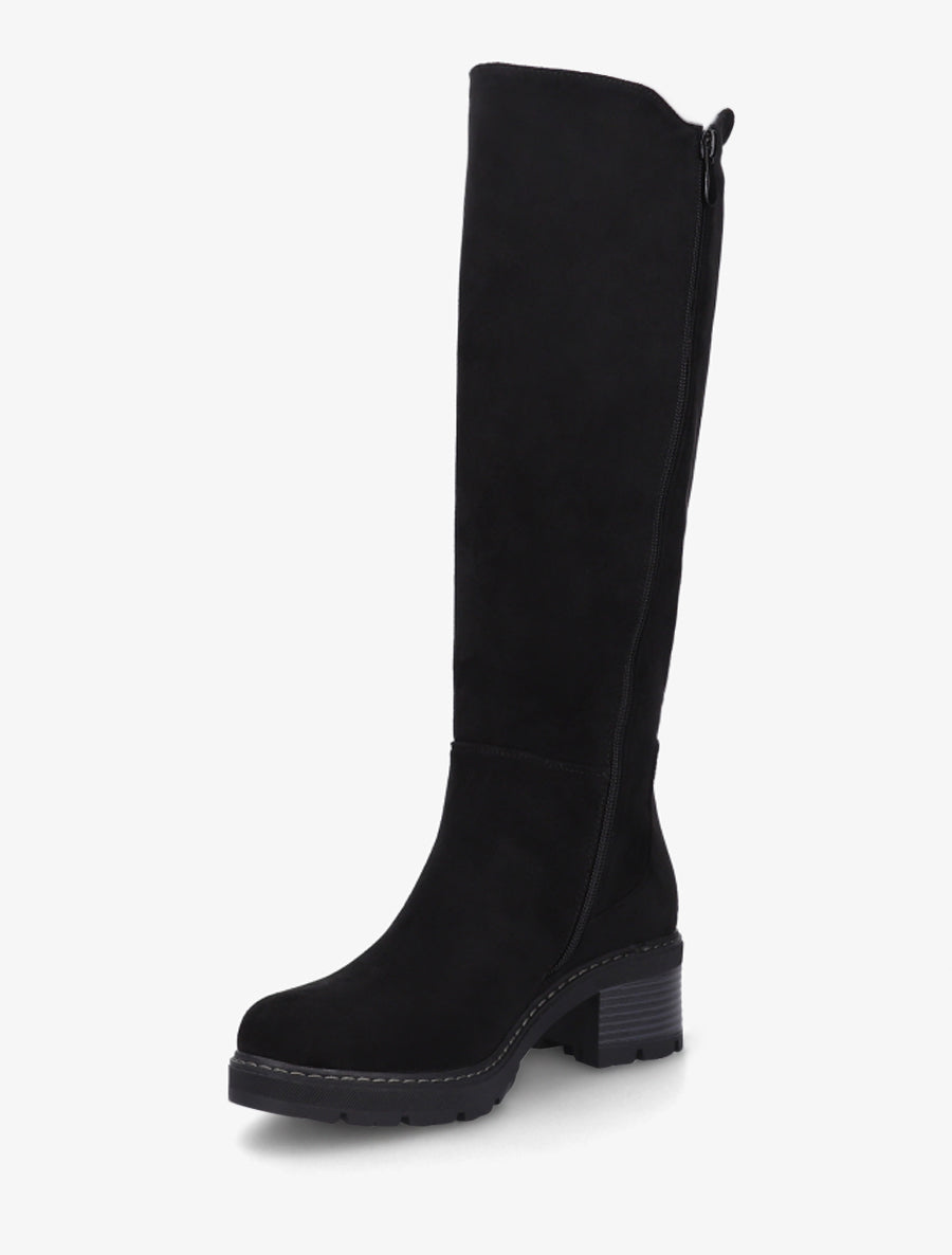 Bottes élastiquées en suédine à bout rond - Noir - 3