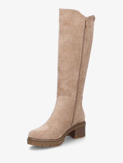 Bottes élastiquées en suédine à bout rond - Taupe - 3