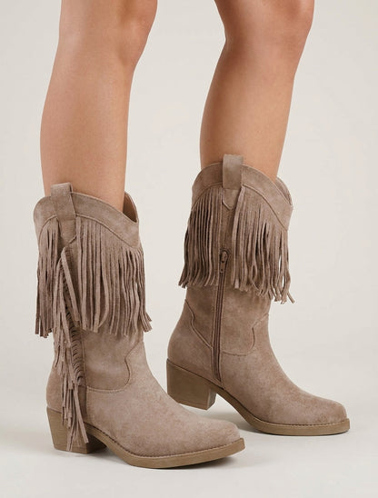 Cowboystiefel mit Fransen - Maulwurf