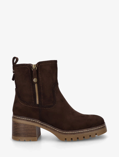 Bottines en suédine à zip décoratif - Marron - 1