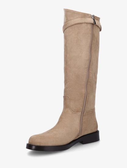 Bottes en suédine style cavalière à sangle - Taupe - 3