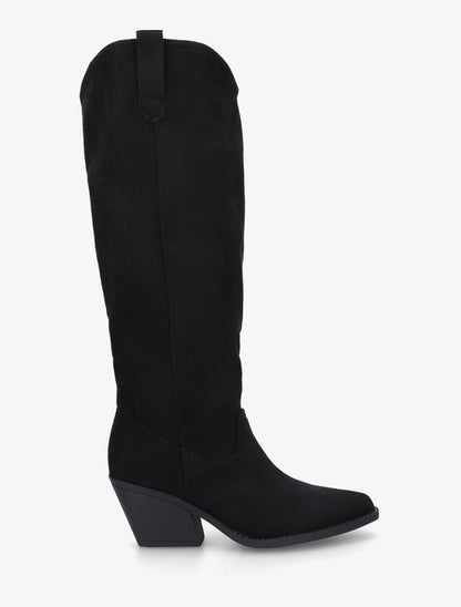 Bottes en suédine style santiag - Noir - 1