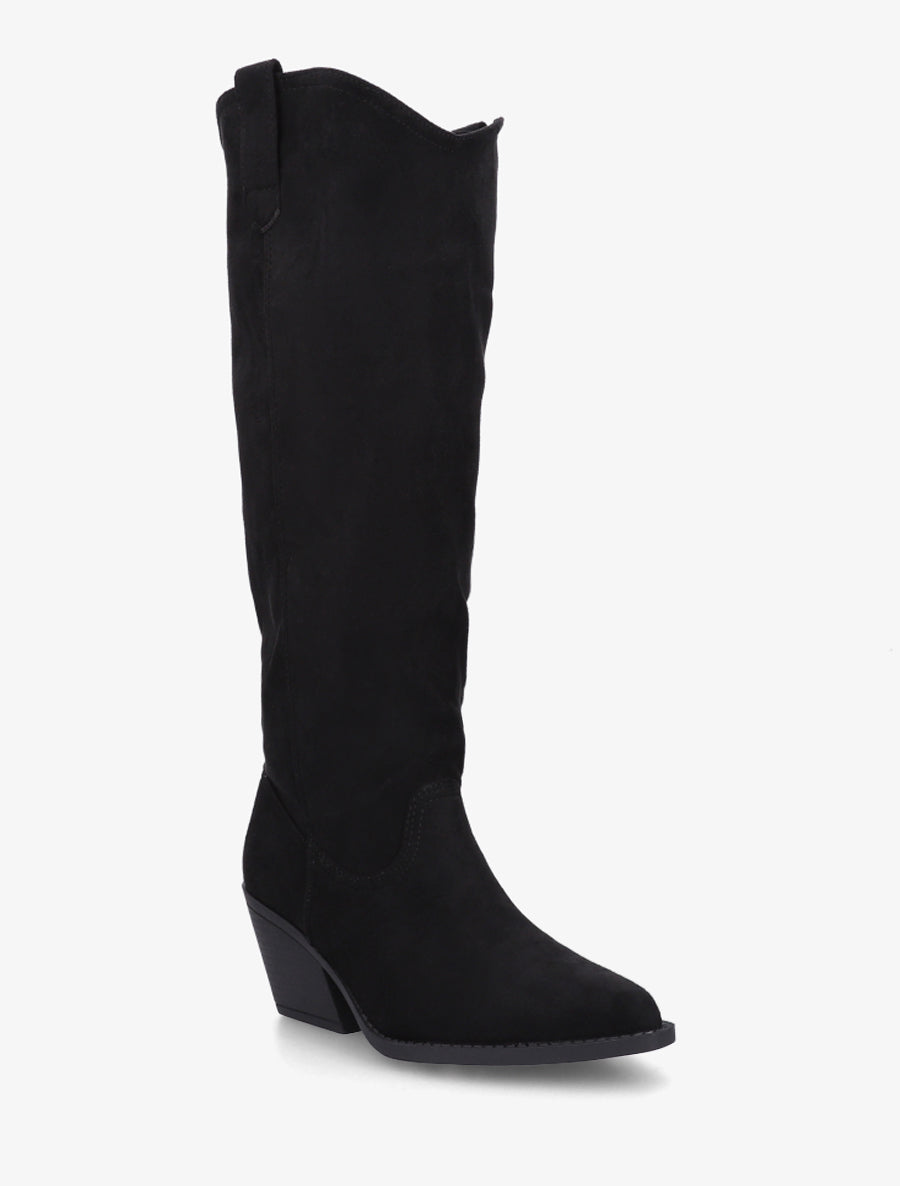 Bottes en suédine style santiag - Noir - 2