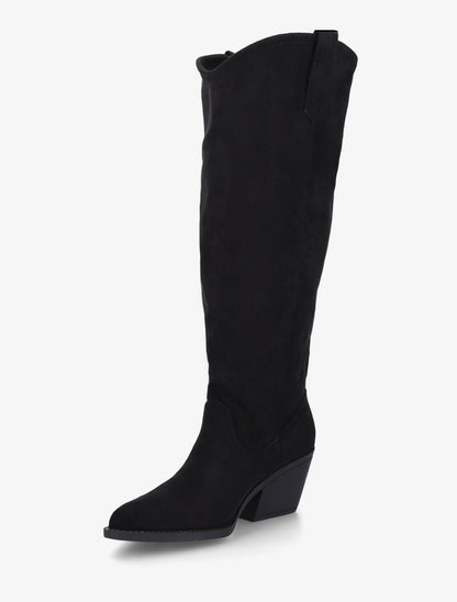 Bottes en suédine style santiag - Noir - 3