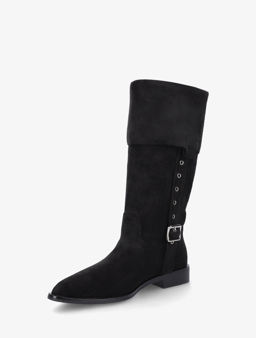 Bottines montantes en suédine à bouts pointus - Noir - 3