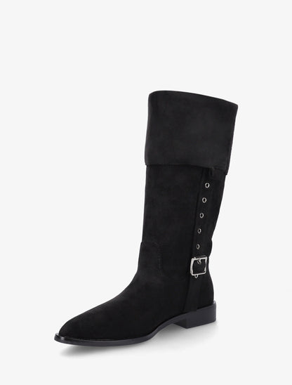 Bottines montantes en suédine à bouts pointus - Noir - 3