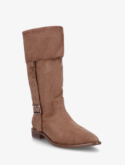 Bottines montantes en suédine à bouts pointus - Camel - 2