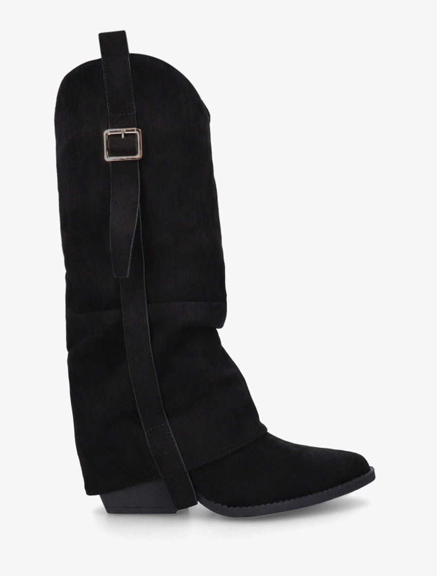 Bottes en suédine à revers - Noir - 1