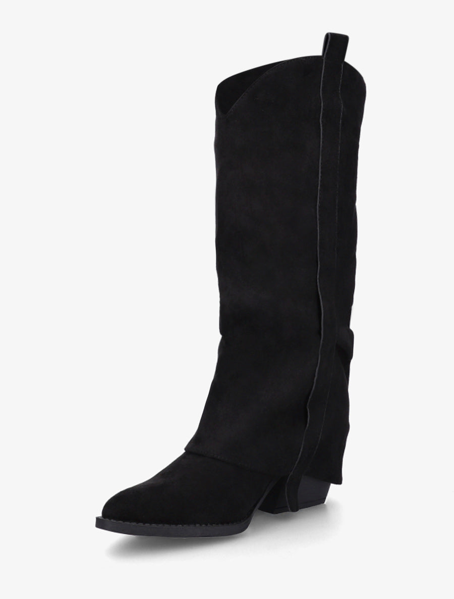 Bottes en suédine à revers - Noir - 3
