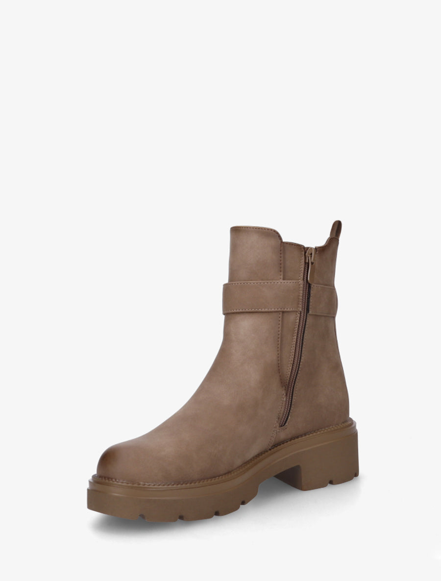 Bottines élastiquées à boucle décorative - Taupe - 3