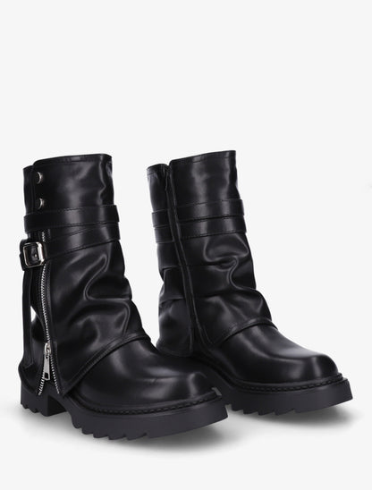 Bottines renversées effet froissé - Noir - 4