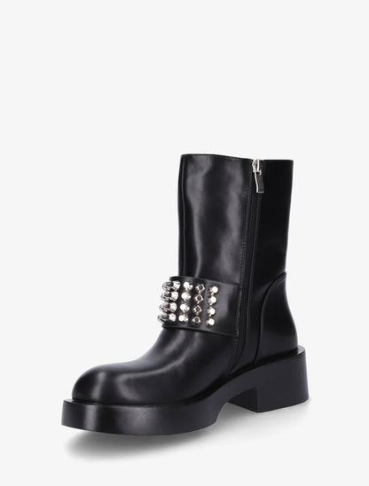 Boots style motard à clous et sangles - Noir - 3