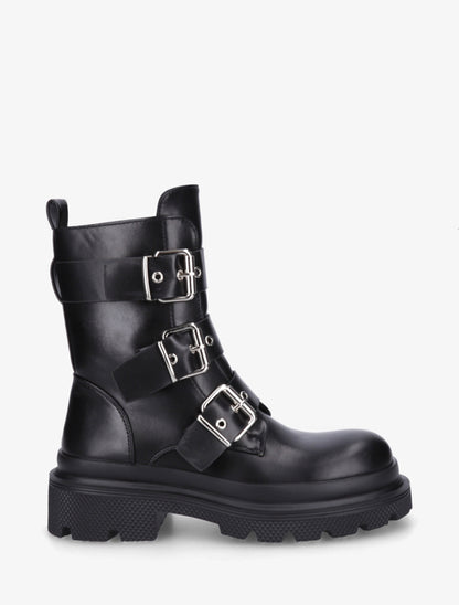 Bottines montantes à sangles et semelles crantées - Noir - 1