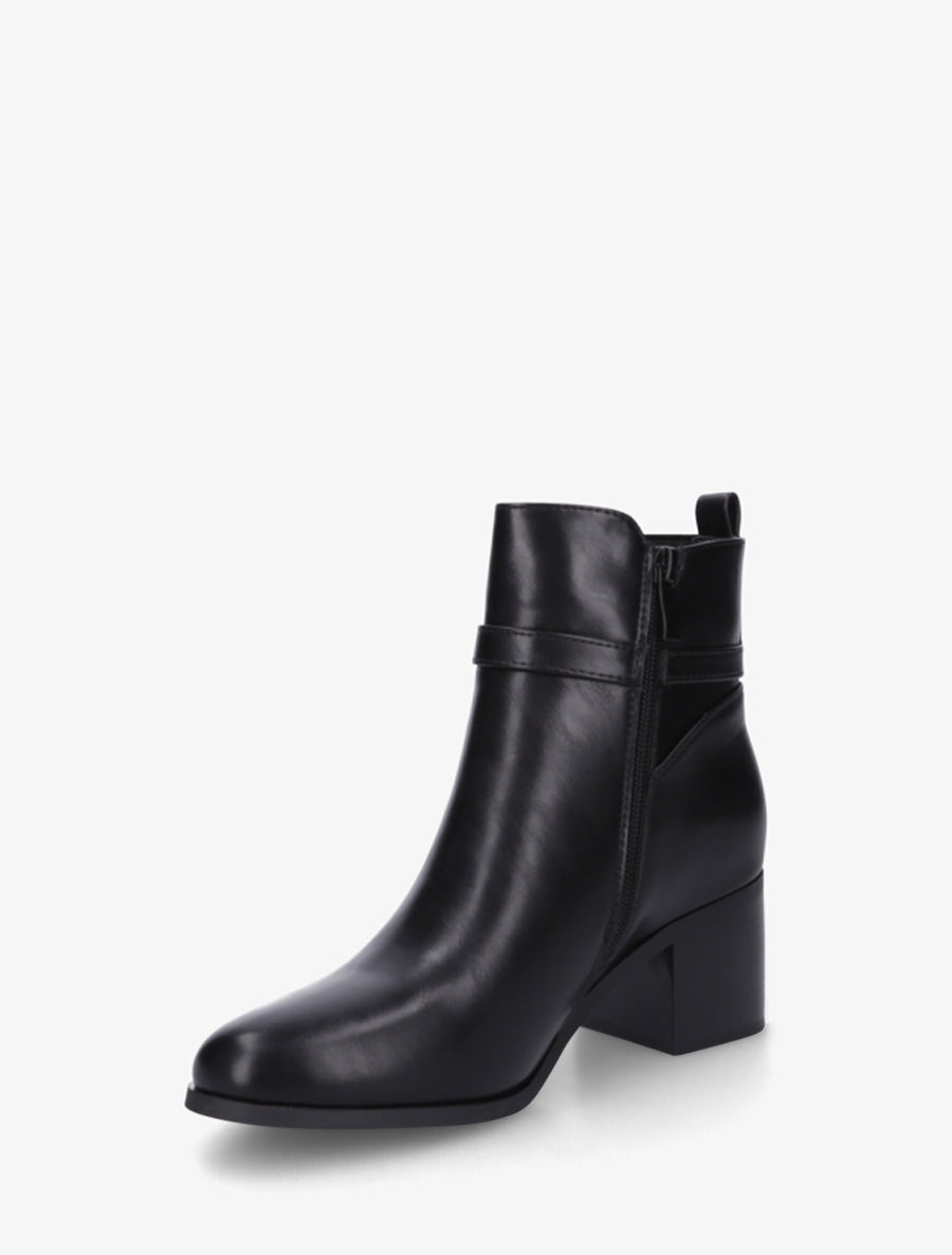 Bottines en simili à cheville élastiquée - Noir - 3
