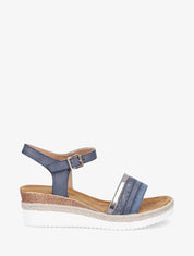 Sandales fantaisie à talon compensé - Bleu - 5