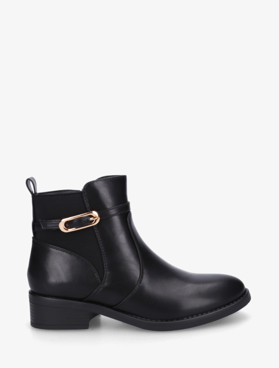 Bottines élastiquées en simili à boucle - Noir - 1